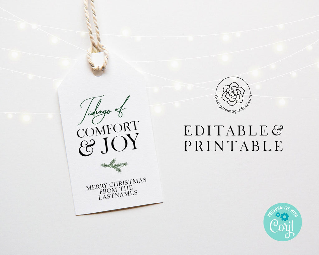 Christmas Hymn Gift Tag - Tidings of Comfort and Joy – Greengate Images