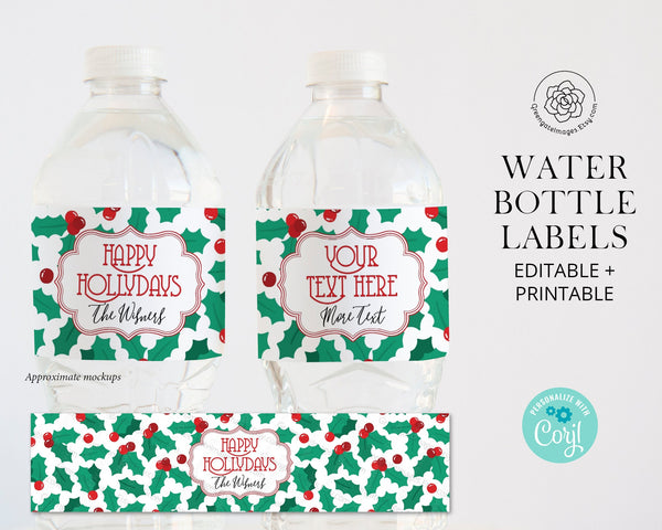 Christmas Water Bottle Label 