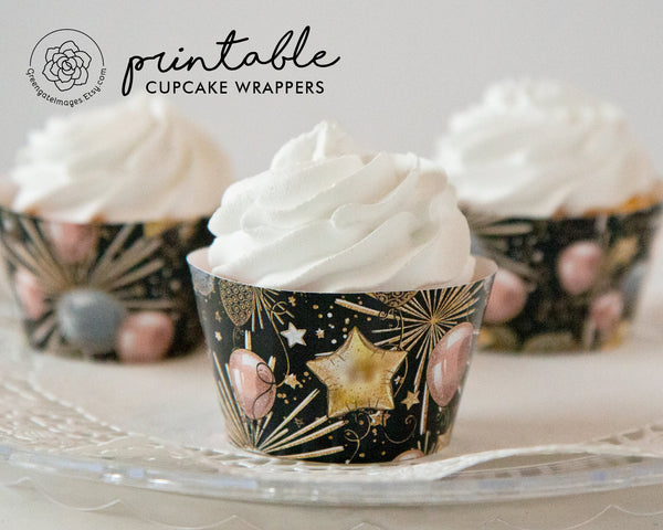 New Year's Cupcake Wrappers - Printable Digital Download by Greengate Images