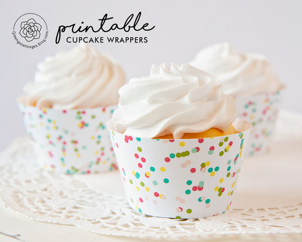 Confetti Cupcake Wrappers - Printable Digital Download by Greengate Images