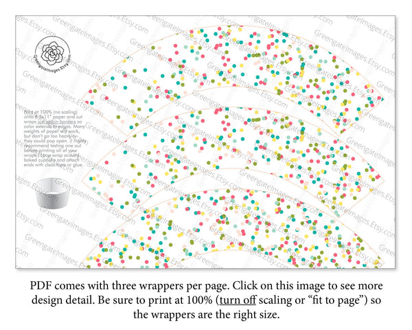 Confetti Cupcake Wrappers - Printable Digital Download by Greengate Images