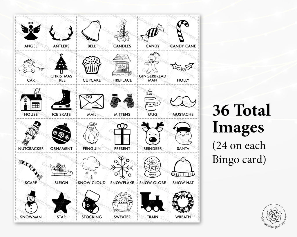 christmas bingo - black and white – greengate images