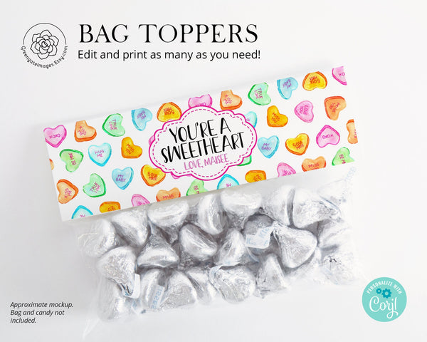 Bag Toppers - Conversation Heart Design