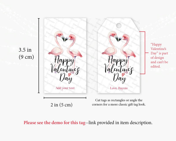 Flamingo Valentine Gift Tags 