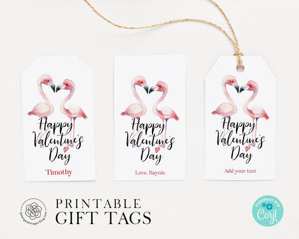 Flamingo Valentine Gift Tags 
