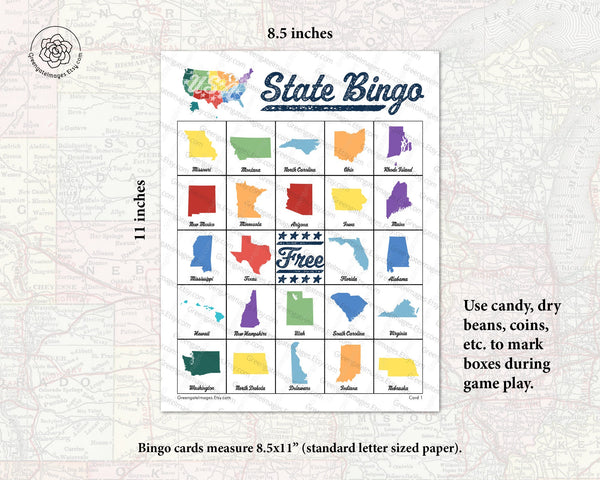 US State Bingo - Color