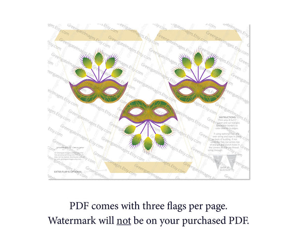 Mardi Gras Mask Printable Bunting Download 