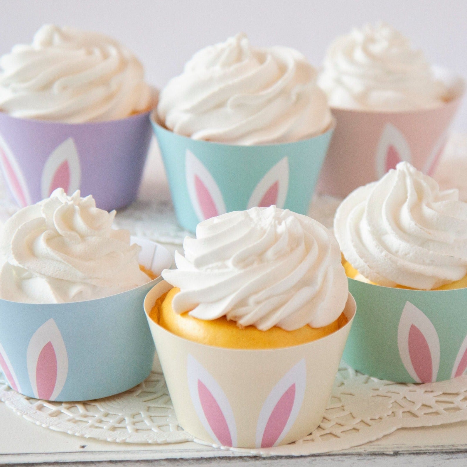 Bunny Ears Cupcake Wrapper Set - Pastel Bundle - Greengate Images