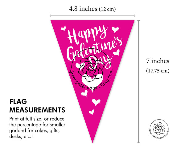 Galentine's Day Bunting, galentine's party decor, fuchsia and gold, galentines banner, hot pink, party printables, bunting flag download