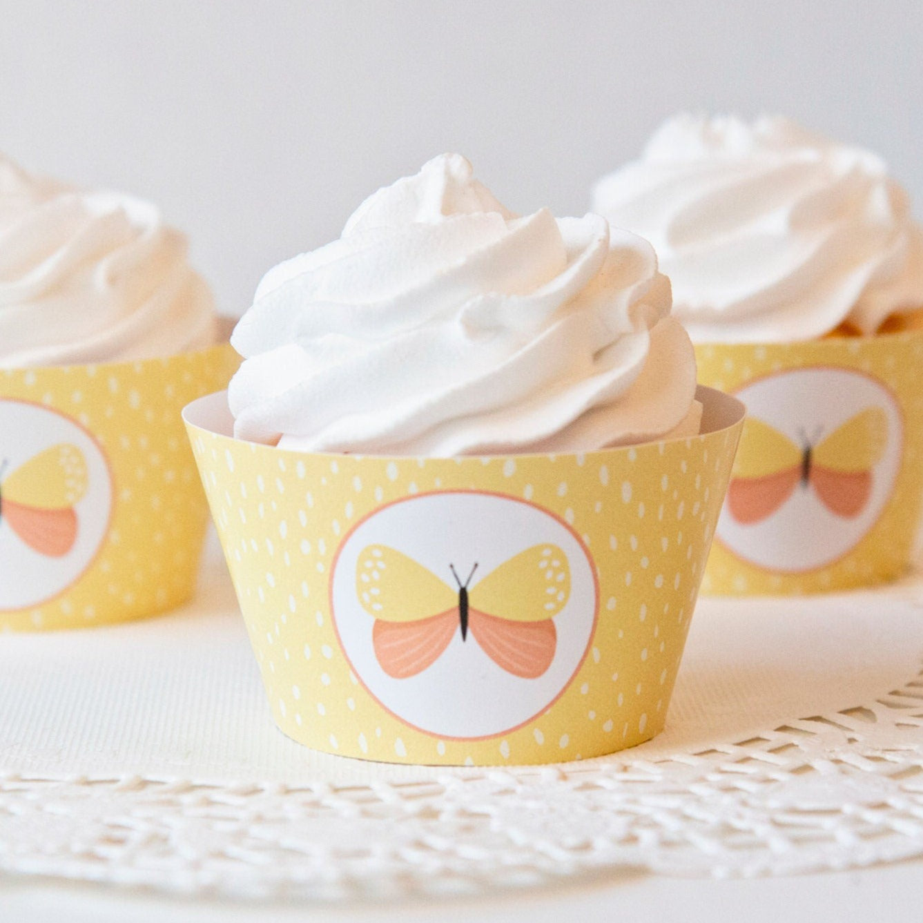 Butterfly Cupcake Wrapper - Yellow