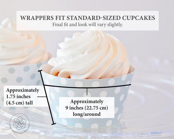 Pale Gray Polka Dot Cupcake Wrappers - Printable Digital Download by Greengate Images
