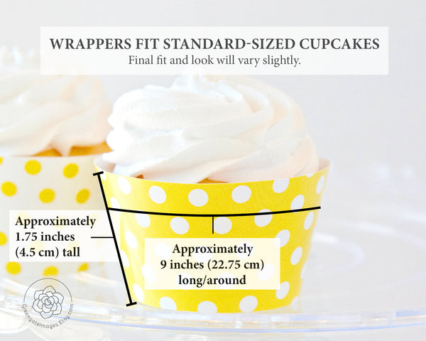 Yellow Polka Dot Cupcake Wrappers - Printable Digital Download by Greengate Images