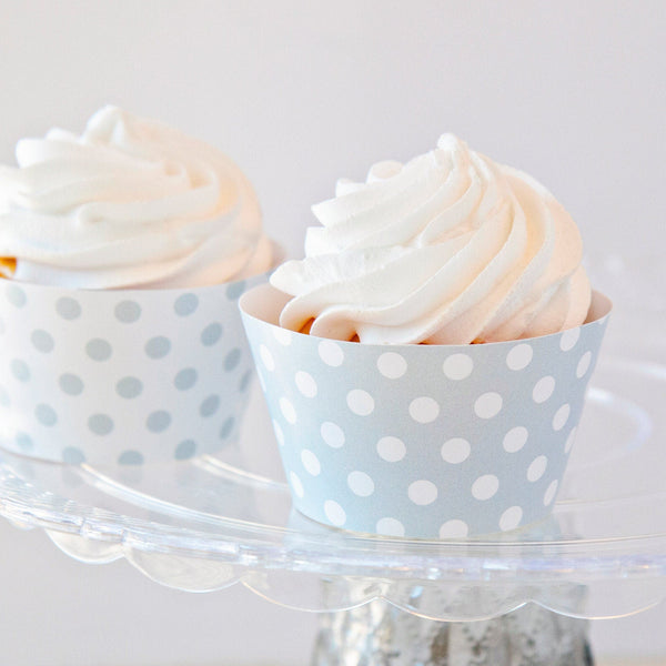 Pale Gray Polka Dot Cupcake Wrappers - Printable Digital Download by Greengate Images