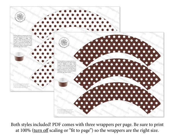 Brown Polka Dot Cupcake Wrappers - Printable Digital Download by Greengate Images