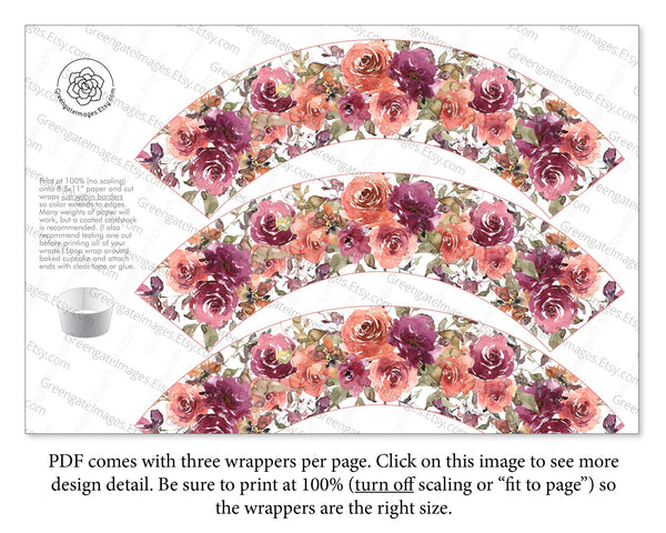 Wedding Cupcake Wrappers - Printable Digital Download by Greengate Images