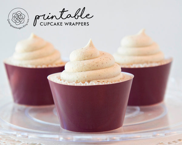 Solid Burgundy Cupcake Wrapper - Printable Digital Download by Greengate Images