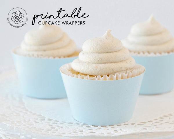 Solid Light Blue Cupcake Wrapper - Printable Digital Download by Greengate Images