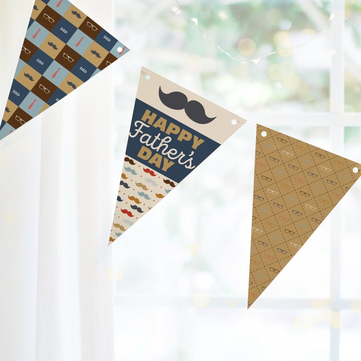 Father's Day Bunting - Mustache and Glasses – Greengate Images