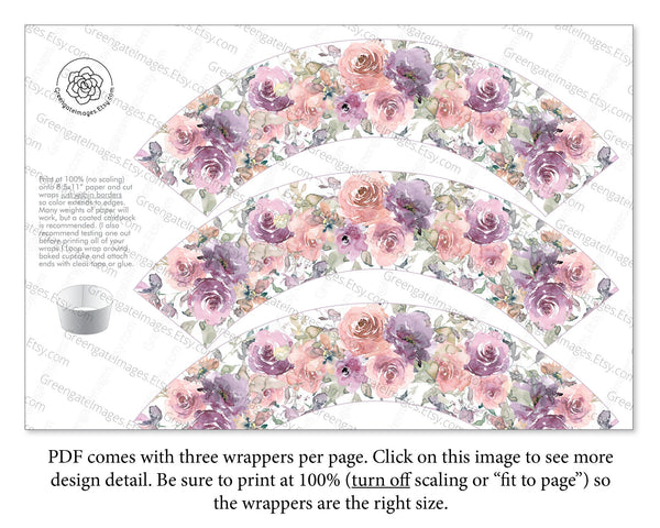 Wedding Cupcake Wrappers - Printable Digital Download by Greengate Images