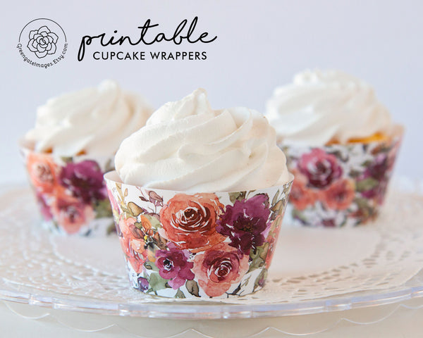 Wedding Cupcake Wrappers - Printable Digital Download by Greengate Images