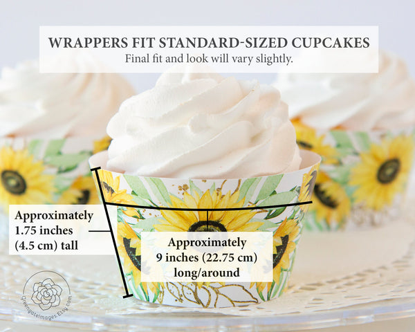 Sunflower Cupcake Wrappers - Printable Digital Download by Greengate Images