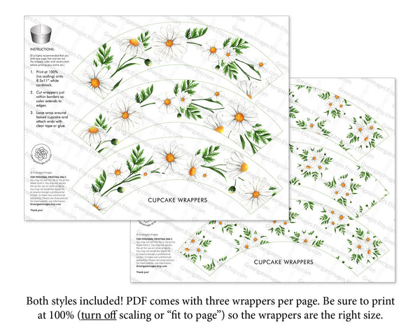 Daisy Cupcake Wrappers - Printable Digital Download by Greengate Images