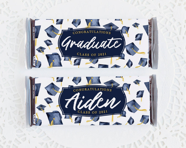 Navy Blue Graduation Candy Bar Wrappers 