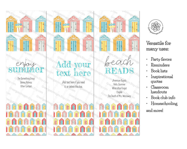 Summer Bookmark Template - Printable Digital Download by Greengate Images