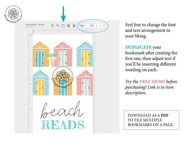 Summer Bookmark Template - Printable Digital Download by Greengate Images