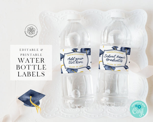 Graduation Water Bottle Label - Printable Digital Download by Greengate Images