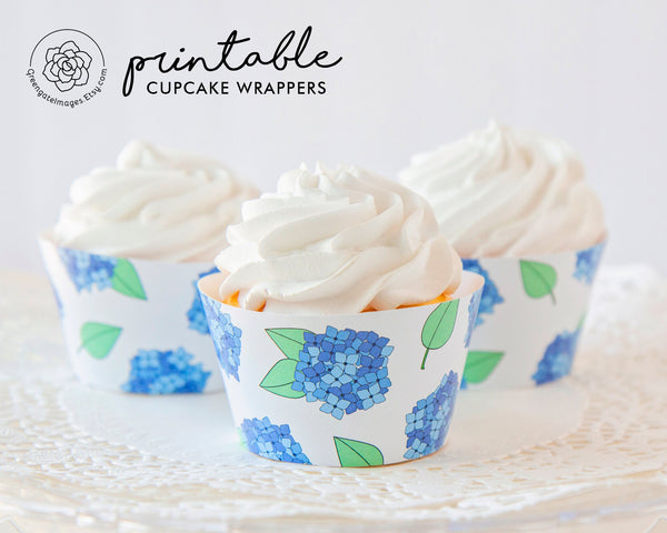 Hydrangea Cupcake Wrappers - Printable Digital Download by Greengate Images