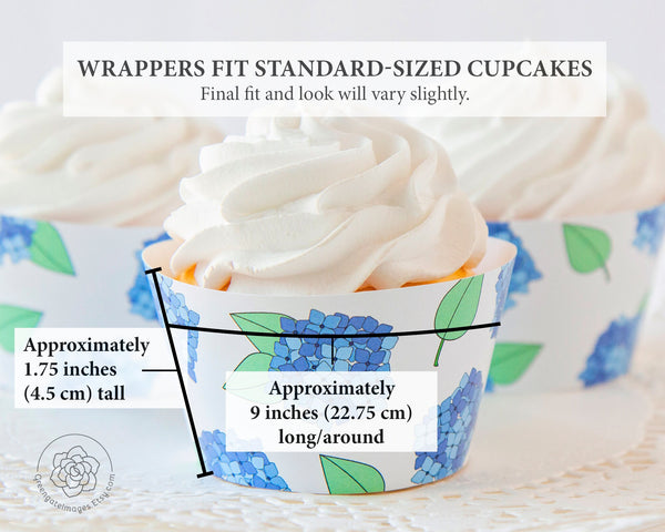 Hydrangea Cupcake Wrappers - Printable Digital Download by Greengate Images