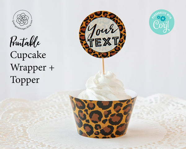 Leopard Print Cupcake Wrappers + Toppers