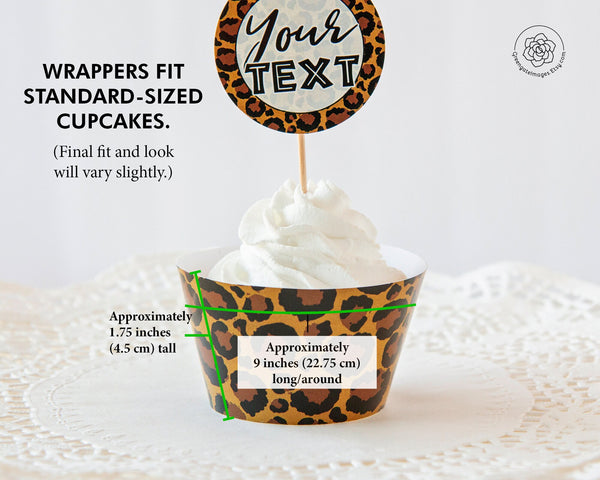 Leopard Print Cupcake Wrappers + Toppers