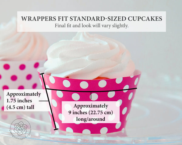 Fuchsia Polka Dot Cupcake Wrappers - Printable Digital Download by Greengate Images