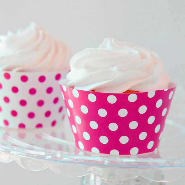Fuchsia Polka Dot Cupcake Wrappers - Printable Digital Download by Greengate Images