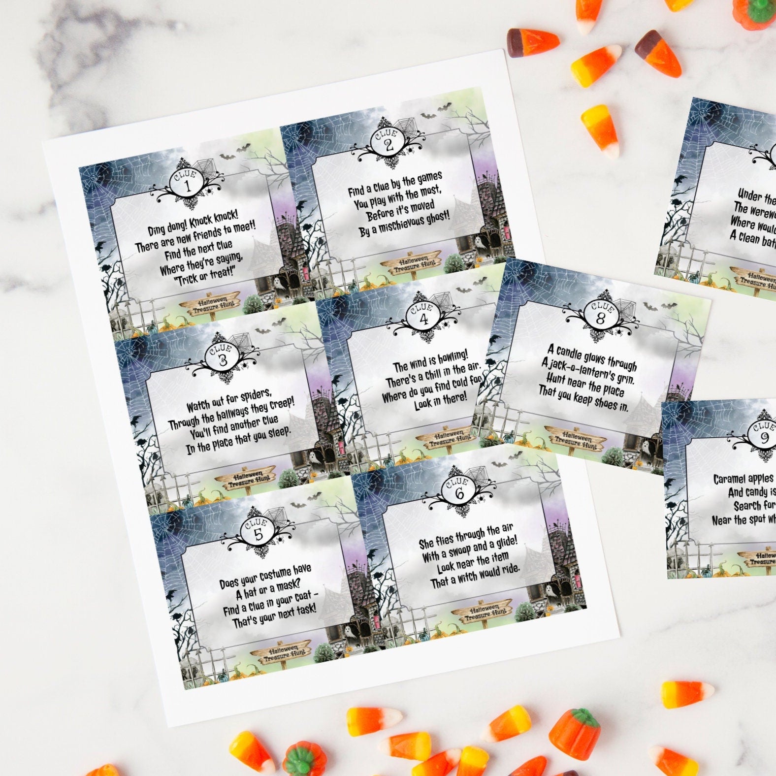 Halloween Treasure Hunt Clues - Haunted House Design – Greengate Images for Free Printable Halloween Scavenger Hunt Clues