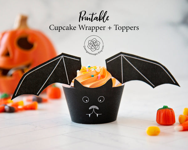 PRINTABLE Halloween Bat Cupcake Wrappers 