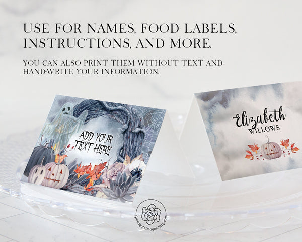 Spooky Beautiful Halloween Place Cards Duo - Printable Digital Download by Greengate Images