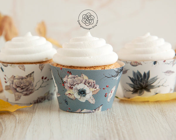 Floral Halloween Cupcake Wrappers 