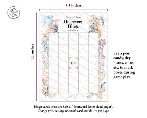 Halloween Bingo Template - Pastel Cheery