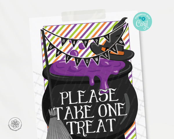 Witch Cauldron Sign Template 