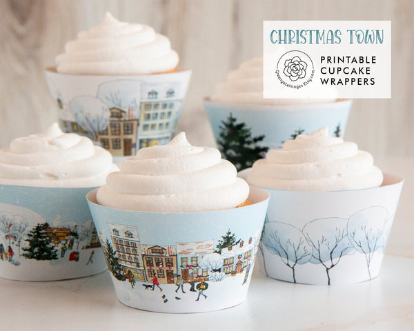 Christmas Town Cupcake Wrappers 