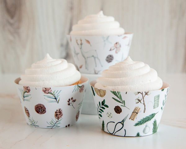 Rustic Christmas Cupcake Wrappers 