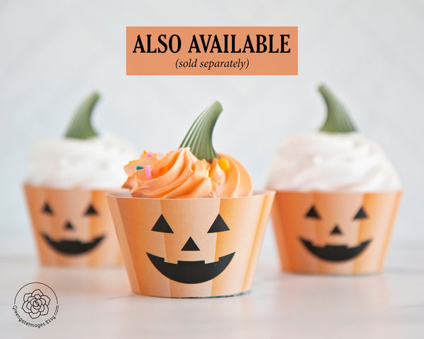 Pumpkin Cupcake Wrappers with Toppers 