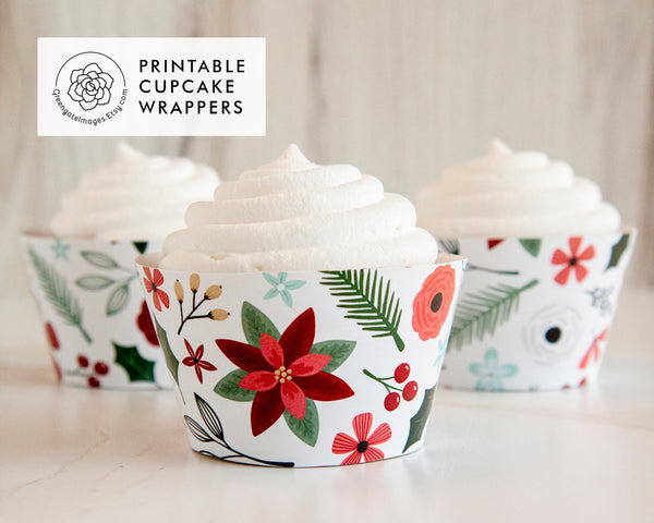 Poinsettia Cupcake Wrappers 