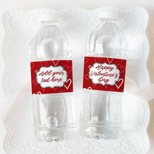 Valentine Water Bottle Label - printable, corjl editable, beverage wrap, valentine's day, galentine's day, classic hearts treat ideas