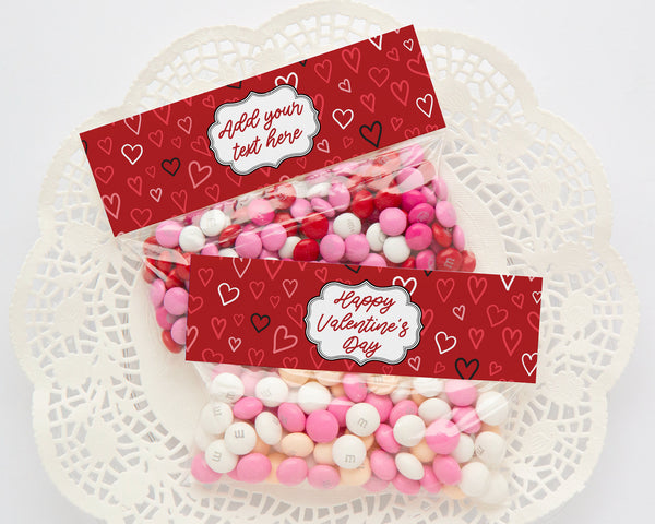 Valentine's Day Bag Toppers - PRINTABLE sandwich bag card, Ziplock Topper, Foldover Bag Label, party favor ideas, Snack Bag Topper, Corjl