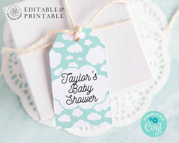 Aqua Cloud Gift Tags 