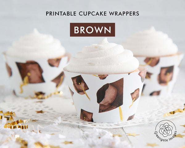 Brown Graduation Cupcake Wrapper 